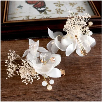 Naujas baltos spalvos nemirtingas krepo gėlių šukos žiburių rinkiniai nuotaka galvos apdangalai nuotakos plaukų aksesuarai