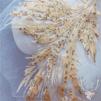 Naujas mados Dideli Sparnai siuvinėjimo nėrinių audinys pasta Vestuvių Suknelė Puošmena 