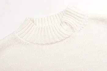 Naujas mažos didelės apykaklės Megztinis ilgomis Rankovėmis Balti nereguliarus trumpas džemperis tendencijos