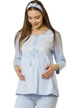 Naujas moterų hamile Pižama žiemos Pavasario ilgomis Rankovėmis moterų Pižama Nustatyti, pižamos Sleepwear Kostiumas Homewear vienos nakties padažu suknelė