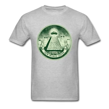 Naujos Pasaulio tvarkos T-shirt Piramidės Marškinėliai Vyrams UFO Viršūnes Visus Pamatyti Pasaulio Marškinėlius Geek Mans Drabužių Juoda Tees Paslaptingas