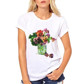 Našlaičių Ekstraktas-Našlaičių Žiedų 2019 Gėlių Emblemų Silent Myliu Vasaros Marškinėliai Moteris Atsitiktinis Balta TShort T-Shirt Cool Merginos