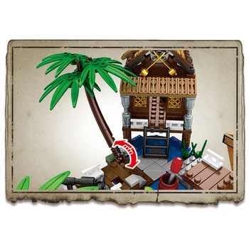 Negilių Salą Karibų Piratai Captain Black Pearl Laivo Saloje Audra Modelis Statybiniai Blokai, Plytos, žaislai, dovanos berniukams