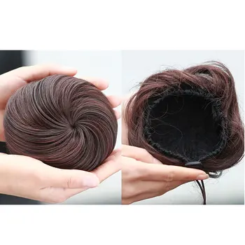 Netikrų Plaukų Bun Pratęsimo Įrašą Sintetinių Plaukų Uodega Spurgos Raišteliu Chignon Hairpiece Šukuosena, Plaukų Gabalas plaukai surišti į uodegą Moterų Q3
