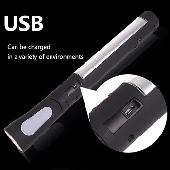 Nešiojamų Darbą Šviesos COB LED Žibintuvėlis Magnetinio Fakelas USB Įkrovimo Raudona Balta Worklight Lankstus Tikrinimo Lempa su Kabliu