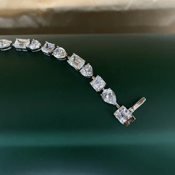 OEKDFN 925 Sterlingas Sidabro Apyrankės Moterims Dropwater Širdies Formos didelių Anglies Akmuo Sužadėtuvių, Vestuvių Fine Jewelry