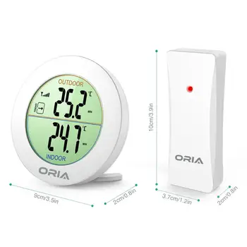 ORIA Patalpų Lauko Termometras Skaitmeninis Belaidis Termometras Temperatūros Jutiklis LCD Home Office Lauko Temperatūros