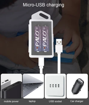 PALO 1,5 V ličio baterija aa li jonų įkraunamas baterijas su USB įkroviklio žibintuvėlis žaislai, MP3 grotuvas aa ličio baterijos