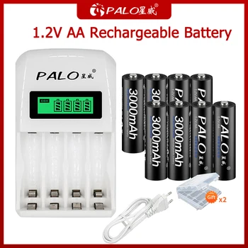 PALO NI-MH 1.2 V AA įkraunamos baterijos 1.2 V baterijos įkraunamos baterijos +LCD ekranas smart įkroviklio Žibintuvėlis Žaislai Automobilį
