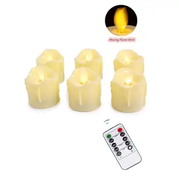 Pakuotėje 6 tolimų ar Ne Nuotolinio Flameless Šokių LED Žvakės, Šilta Balta baterijomis, Juda Viko Arbata Šviesos Su Laikmačiu