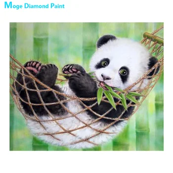 Panda Žalia Bambuko Diamond Tapybos Gyvūnų Turo Visiškai Gręžimo Animacinių filmų Vaikams 