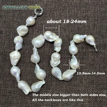 Pardavimo bei baltos spalvos didelė audinių nucleated liepsnos kamuolys formos baroko perlas karoliai gėlo vandens, natūralūs perlai