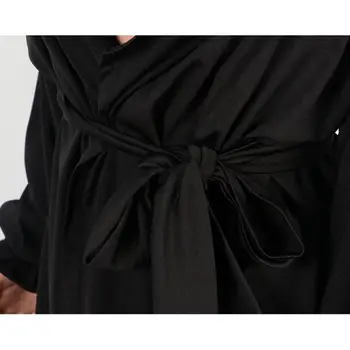 Pavasario 2020 Žibintų Rankovės Giliai V-kaklo Prarasti Trumpi Juodi Marškinėliai Suknelė Moterims ilgomis Rankovėmis Office Lady Seksualus, Elegantiškas Šalis Suknelės