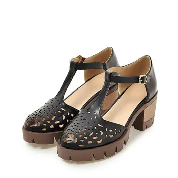 Pavasarį ir vasarą Naujas modelis mados Britų stiliaus aukštakulnį Moterų sandalai Hollowing iš Ventiliacijos Romos stilius Sandalai 34-43