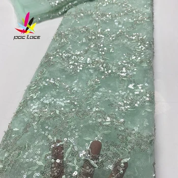 Pelenai Karoliukai Embroided Blizgančiais Nėrinių Audinio Nuotakos Seka Siuvinėjimo Elegantiškas Prancūzų Afrikos, Nigerijos Naujausią Dizainą, Stilių Aukštos Klasės