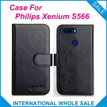 Philips Xenium S566 Atveju 6 Spalvų Apversti Laiko Tarpsnių Odos Piniginės Atvejais Philips Xenium S566 Padengti Lizdus Telefono Maišelį Kredito Kortelės