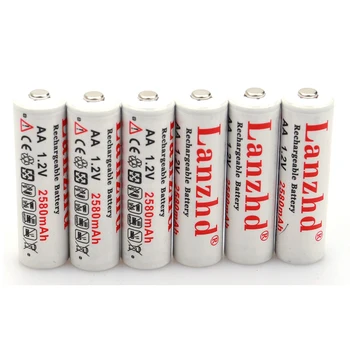 Pilas baterija AA, 1.2 V pirminės aa baterijos Pro AA 2580mAh 1.2 V NI-MH baterija, žibintuvėlis žaislas įkaitintą įkraunamos aa baterijos