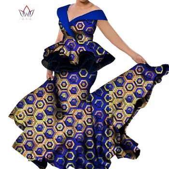 Plius Dydis apranga 2 dalių komplektas Elegent Afrikos drabužiai moterims V-kaklo femme Dėvėti Batikos Tradicinių vestuvių drabužius WY8501
