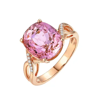 Prabanga Moterų Kristalų Rausvos spalvos, Ovalo formos Akmens Žiedas Mielas 18KT Rose Gold Vestuvių Piršto Žiedą Žada Sužadėtuvių Žiedai Moterims