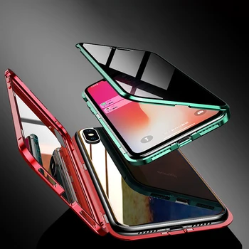 Privacy Screen Protector Magnetinio Atveju iPhone, 11 Pro XS Max X XR Stabdžių Peep Stiklo Atveju iPhone 7 8 6 6S Plus SE 2020 Atvejais