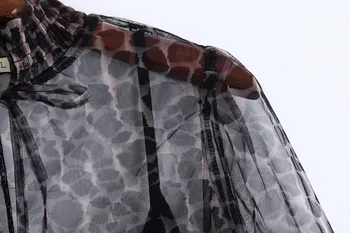 Prześwitywać Akių Moterų Leopard Suknelė Su Pamušalu 2019 M. Rudenį Naujų Mados Ilgomis Rankovėmis 2 Vnt Rinkiniai Suknelės