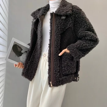 Ptslan 2020 Moterų Nekilnojamojo Vilnos Viršutiniai drabužiai Klasikinis Žiemos Geros Kokybės Moterų Nekilnojamojo Avių kailiai, Kailis Trumpas, Minkštas SoftP7618