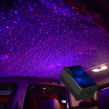 Puikiai USB Automobilinis Led Dekoratyvinis Atmosfera Lempos Stogo Star Naktį Šviesos Projektorius Reguliuojamas Automobilių Optikos Automobilių Interjero Šviesos
