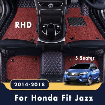 RHD Automobilių Kilimėliai Honda Fit Džiazo 2017 m. 2018 m. m. 2016 m. 214 (5 Vietų) Auto Užsakymą Dvigubo Sluoksnio Vielos Kilpa Odos Kilimai