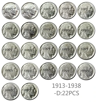 RINKINYS 1913-1938 67pcs Buffalo Nikelio Penkių Centų Monetų Kopijos