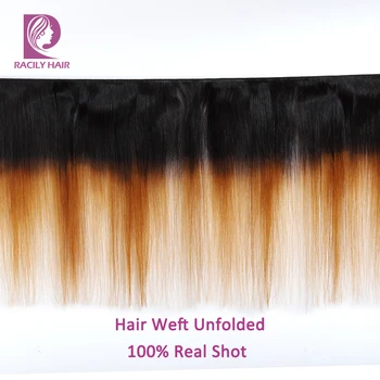 Racily Plaukus Ombre Brazilijos Tiesūs Plaukai Ryšulius Su Uždarymo T1B/30 Ryšulius Su Uždarymo Remy Human Hair Ryšulius Su Uždarymo