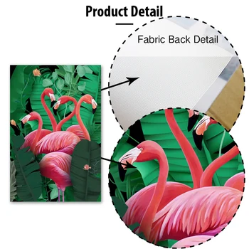 Raudona Flamingo Žalios Palmių Lapų Kraštovaizdžio Sienos Meno Tapybos Drobės Šiaurės Plakatai Ir Spausdina Sienos Nuotraukas Gyvenimo Kambario Dekoro