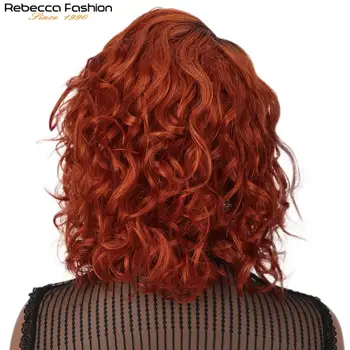 Rebecca Garbanotas Plaukų Nėrinių Priekinės Žmogaus Perukai Už Juodaodžių Moterų Nėriniai Dalis Perukas, Vidutinio Ilgio Palaidi Garbanoti Vandens Banga Šviesūs Raudona Juoda