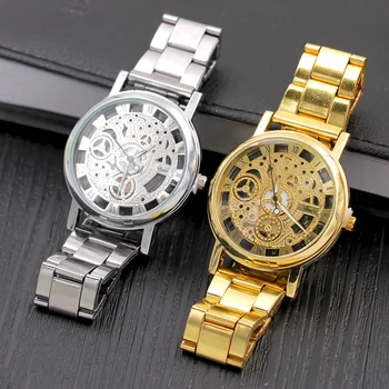 Reloj Hombre Mados Kūrybinės Imitacijos Mechaninis Laikrodis Vyrams, Aukso Laikrodžiai Lydinio Kvarciniai Laikrodžiai Skeletas Laikrodžiai Skatinimo