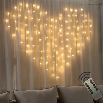 Remote2x1.5m 124led Širdies Formos LED Styginių Šviesos EU220V Atostogų Kalėdų vestuves apdailos led varveklis Užuolaidų lempos šviesa