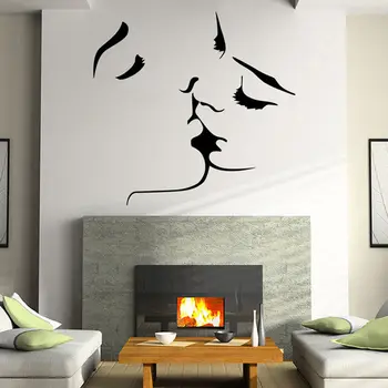 Romantiškas Meilužis, Kiss didelių sienų lipdukai namų dekoro gyvenimo kambario, miegamasis milžiniško vinilo lipdukai sienos meno decal freskos D208