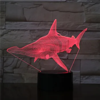 Ryklys LED 3D Naktį, Šviesos, Naujų Kūrybinių trimatis Vaikams, Miegamojo kambarį Bedlamp luminaria Lempa USB Mokestis 7 Spalvų