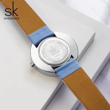 SHENGKE Mados Moterų Laikrodžiai Atsitiktinis Minimalizmas Ponios Žiūrėti Kūrybos Dial Dizaino Mini Veidrodis, Laikrodis