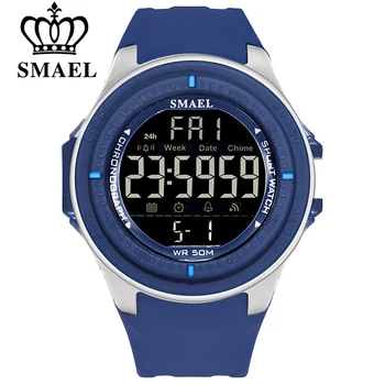 SMAEL Prekės Vyrų Sporto Laikrodžiai Skaitmeninis LED Didelis Ciferblatas Chronograph Vyrų Mados Atsitiktinis Elektronika Laikrodžius Vyras Karinės Laikrodis