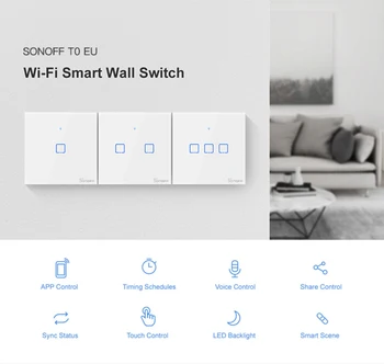 SONOFF T0 WiFi EWeLink Smart Jungikliai 1 2 3gangs Suskirstyti Į Smart Home ES JK JAV Jungiklis Veikia Su Alexa, Google 