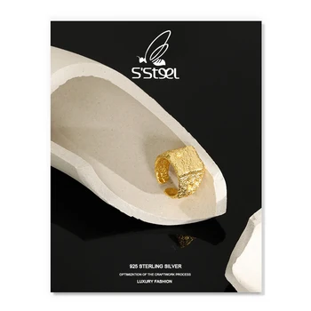 S'STEEL Geometrinis Žiedai 925 Sterlingas Sidabro Moterų korėjos Dizaineris Sunkiųjų Perdėti Atidaryti Žiedas Bagues Pour Femme Fine Jewelry