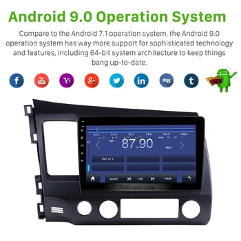 Seicane 10.1 Colių 2Din Android 9.0 Automobilio Radijo 8-Core HD 1024*600 Tochscreen GPS Multimedijos Grotuvo 2006 M. 2007-2011 M. Honda Civic