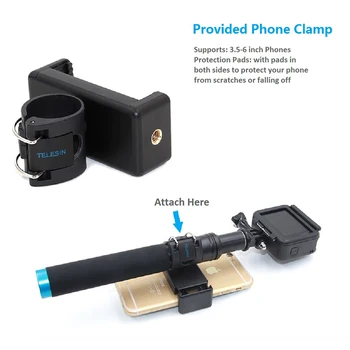 Selfie Stick Ištraukiamas Monopodzie Nešiojamą Polių Trikojo Telefono Įrašą tvirtinimas GoPro Hero 7 juoda 6 5 4 SJCAM YI SONY Veiksmo Kameros