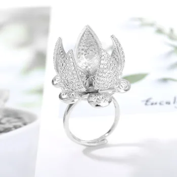 Senovinių Gėlių Pumpurų Paauksuoti Žiedas Reguliuojamas Jungiklio Bling Kristalų Cirkonis Žiedas Žavesio Papuošalai, Žiedai, Moterų Bijoux Femme