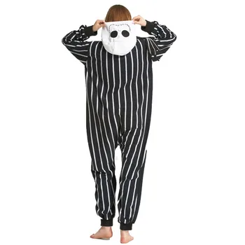 Skeleton Jack Kigurumis Moterų Pajama Onesie Polar Fleece Sleepwear nightie homewear Jumpstuits Vyrų Suaugusiųjų juokingas Kostiumas