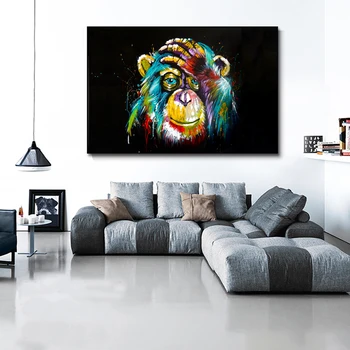 Spalvinga Galvoja Beždžionė Grafiti Meno Tapybos ant Sienos Menas, Plakatų ir grafikos Gatvės Menas Abstraktus Gyvūnų Šiaurės Nuotraukas