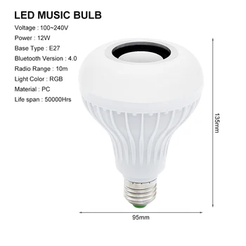 Spalvotų permainingi E27 LED Lempa, šviesos srautą galima reguliuoti Muzikos Lemputės 220V AC 100V nuotolinio valdymo belaidžio 