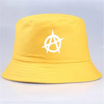 Spausdinti Atsitiktinis Vyrai Moterys Prekės Anarchijos Simbolis skrybėlę Punk Rock Kibirą Skrybėlės Vasaros Žvejys Panamos rinktinėje medžioklės bžūp