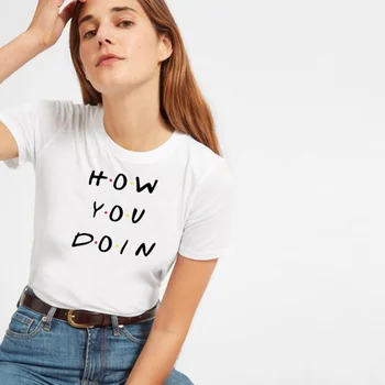 Spausdinti Kaip Jūs Doin Hipster Šūkis T-shirt Juoda Balta Marškinėliai Vasaros moteriškų Rūbų Prarasti trumpomis Rankovėmis Plius Dydis Moterų tees
