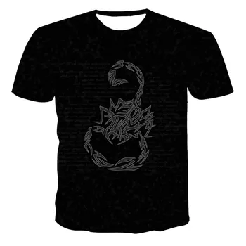 Spausdinti vyrų 3D trumpas rankovės skorpionas marškinėliai trumpomis rankovėmis hip-hop berniukų marškinėliai vaikų gyvūnų trumpas rankovės 4t-14t