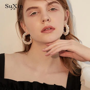 SuXin auskarai 2020 naujas paprastas C formos perlas string temperamentas auskarai moterų mados auskarai, papuošalai, dovanos